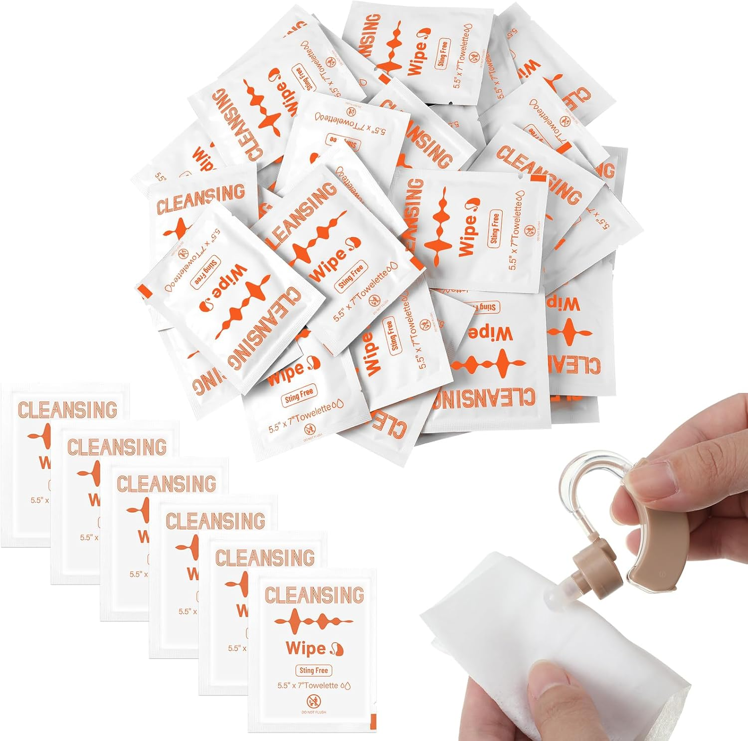 Timgle 200 Count Hearing Aid Wipes Cleaning Towelettes Individually Wrapped Phone Cleaning Wipes Laptop Cleaner Wipes for Earwax Sweat Removal from Earbuds Earmold Earplugs in Ear Monitors