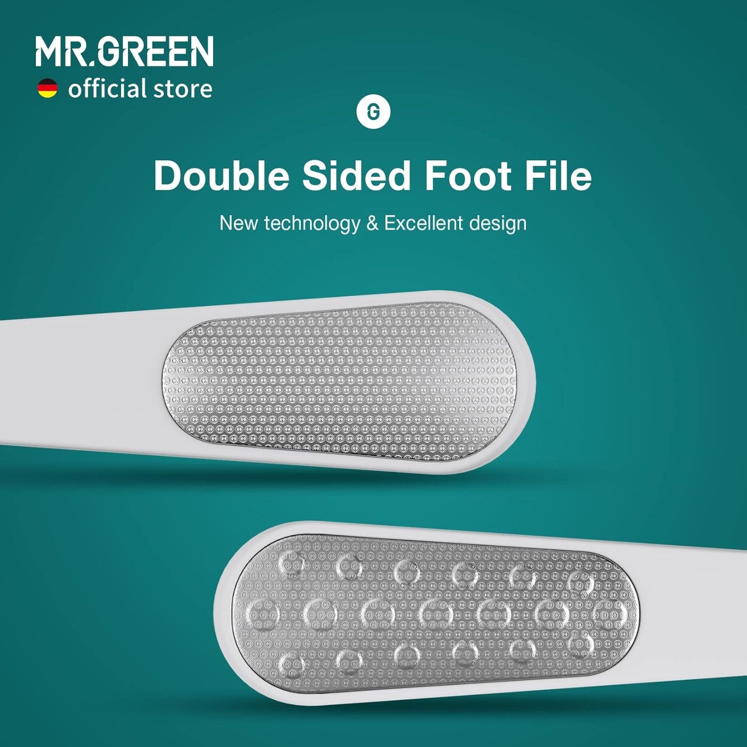 MR.GREEN Foot File Double Sided Callus Remover for Dead Skin Professional Pedicure Tools Callous Scraper Foot Sander Heel Filer (White) image number 3