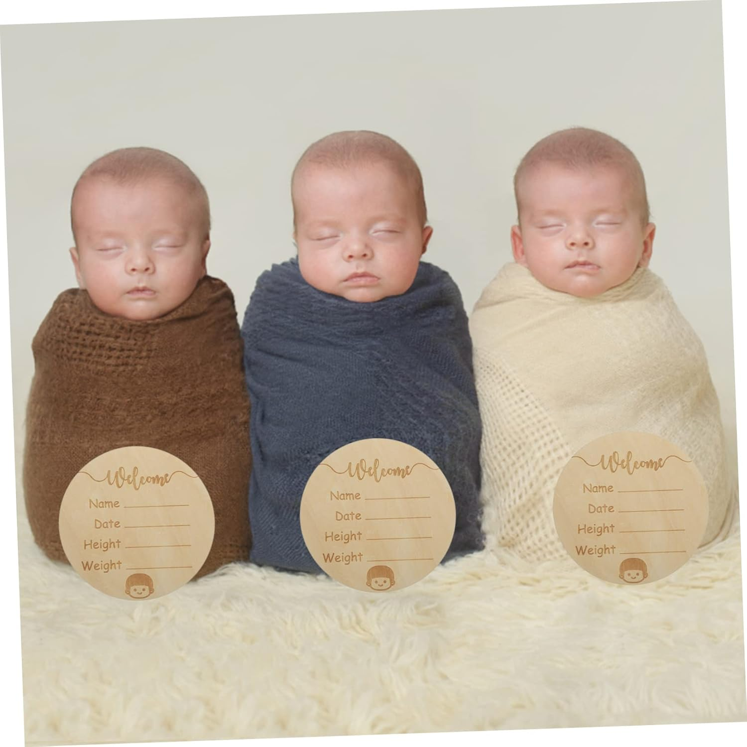 Wooden Arrival Sign round Birth Announcement Name Sign for Newborn Welcome Home Decor image number 6