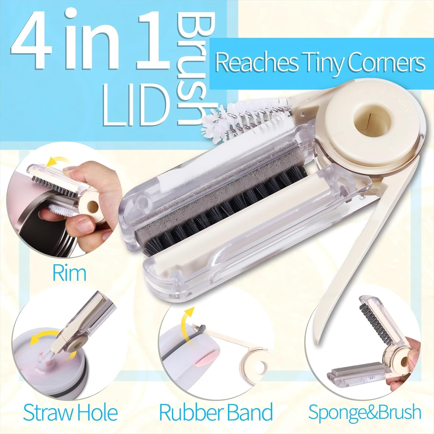 8Pcs Water Bottle Cleaning Brush Set,Multipurpose Brush Cleaner Kit with Long Nylon Straw Brush 4 in 1 Bottle Gap Cleaner and Long Handle Silicone Cup Cleaners image number 4