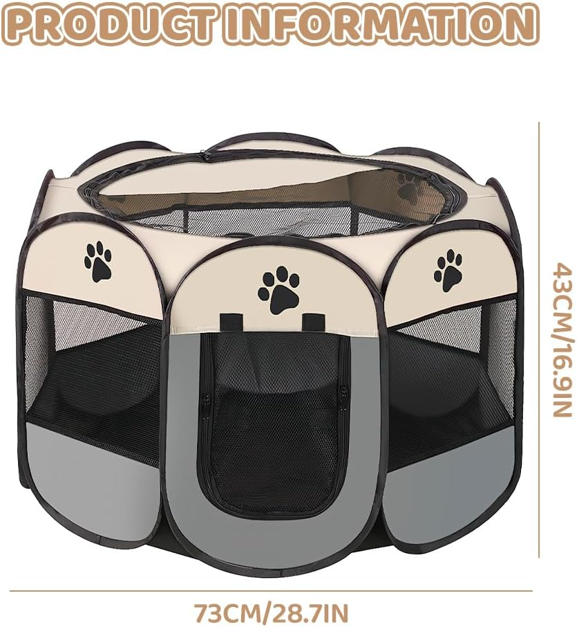 YANGUN Dog Playpen, Puppy Playpen, Pet Playpen, Foldable, Portable Playpen for Home, Dog Kennel, Playpen for Dogs, Cats, Rabbits, Small Animals, Indoor and Outdoor, 74 X 74 X 43 Cm