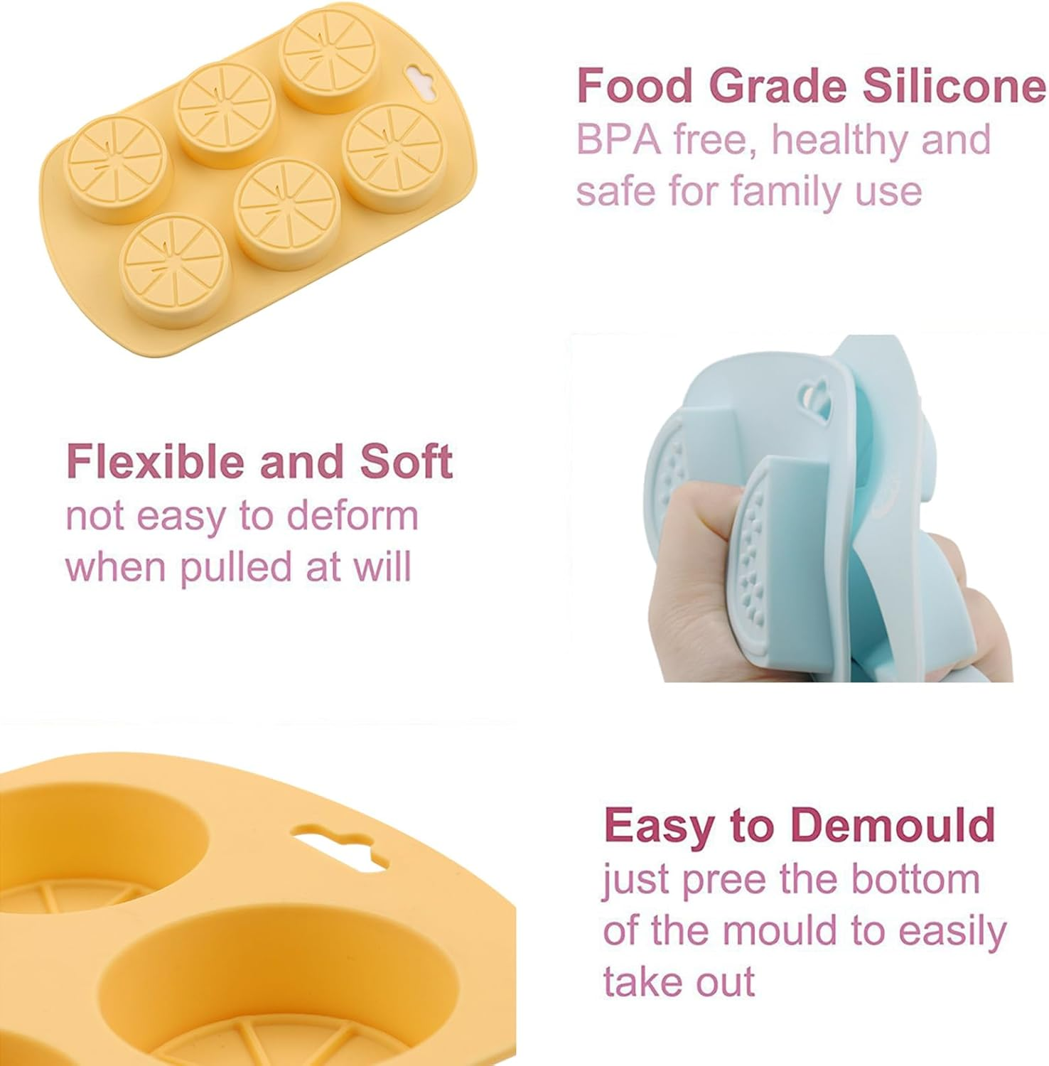 Rhoyee 3 Pack Silicone Gummy Molds &ndash; Strawberry, Watermelon & Lemon Candy Moulds | Food-Grade, Non-Stick, Flexible Silicone for Gummy Making, Chocolate, Jelly, Ice Cubes & Cake Decorations image number 6