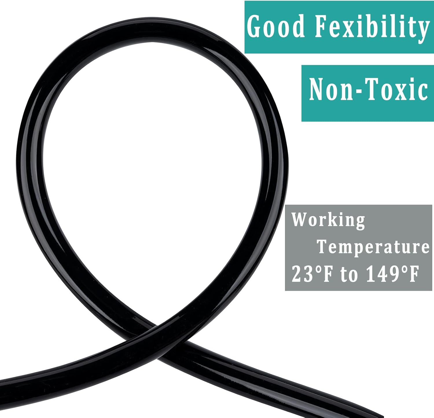 Zy-Hosetube Black Vinyl Tubing 1/4&rdquo; ID &times; 3/8&rdquo; OD - 100 Feet PVC Flexible Plastic Tube Hybrid Hose, Transfer Water Air Oil for Pond Fountain Garden, Non-Toxic and BPA Free image number 5