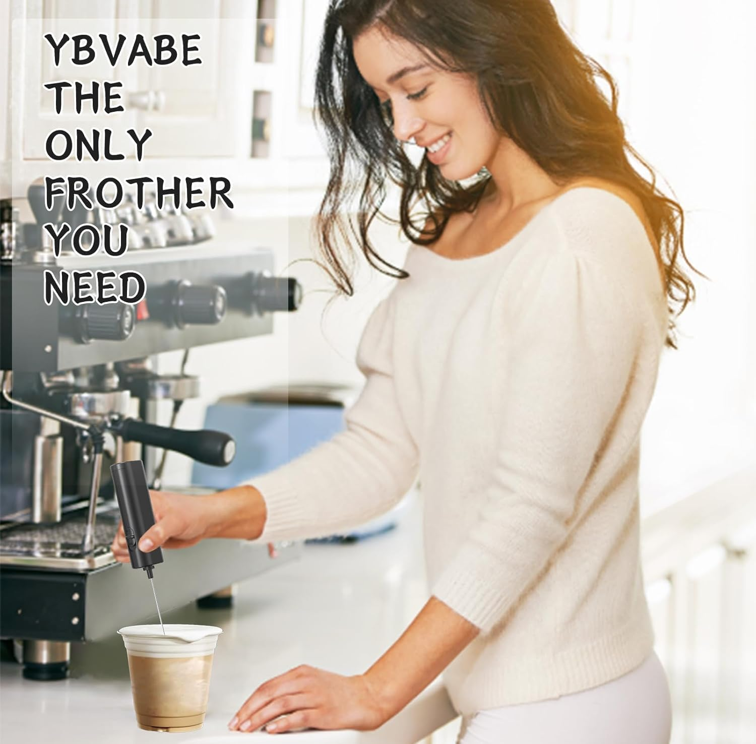 YBVABE Milk Frother Handheld - Create Caf&eacute;-Quality Froth in Seconds - Ultimate Barista-Grade Foam Maker for Coffee, Matcha, and More - Perfect for Latte, Cappuccino, and Hot Chocolate Enthusiasts image number 3