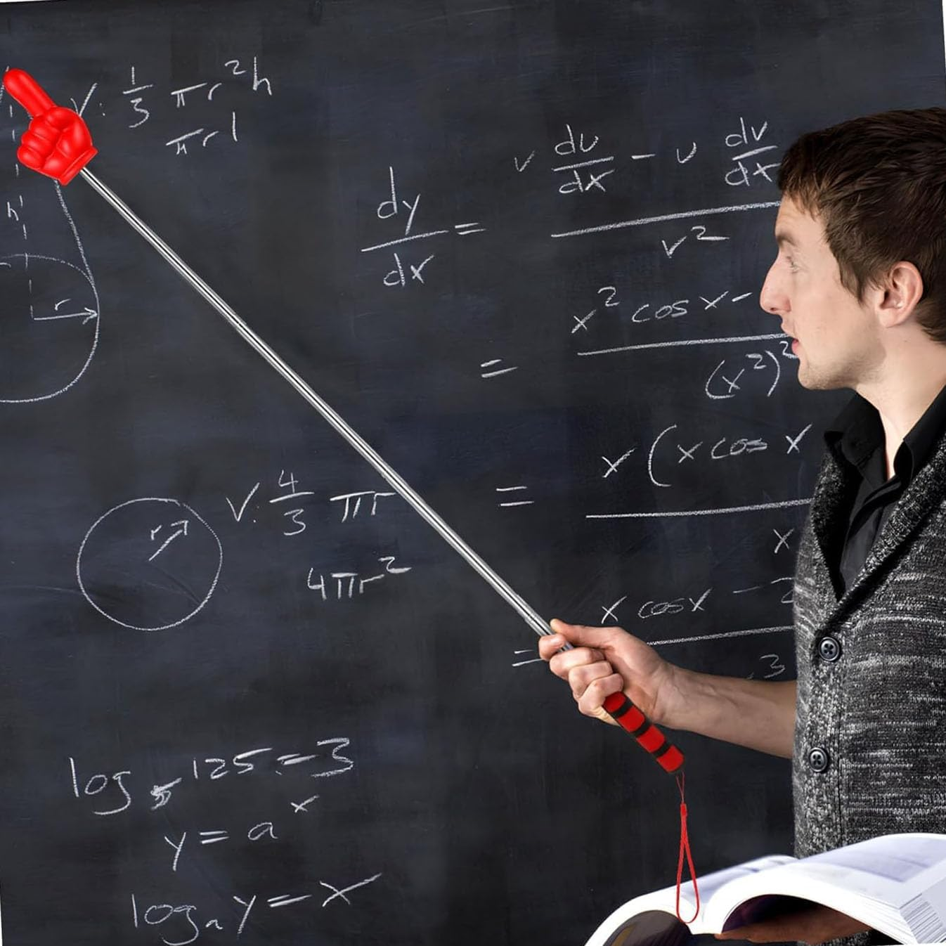 Classroom Supplies - Classroom Stick Supplies Stainless Steel Telescopic Finger Pointer, for Reading & Lectures on Whiteboards (Red) image number 2