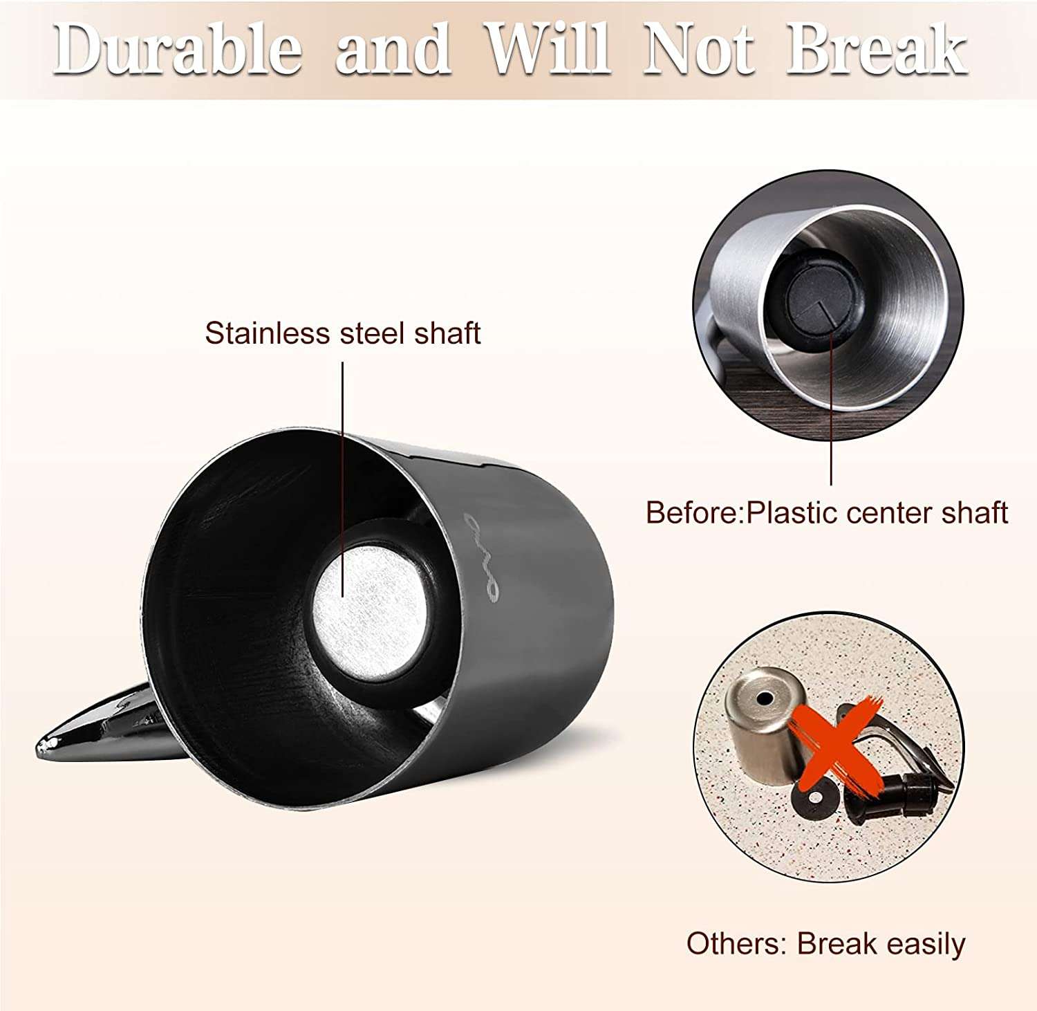 OWO Stainless Steel Wine Bottle Stopper, Reusable Wine Saver with Silicone Seal, Decorative Bottle Sealer, Keeps Fresh (Metal Black, 2 Pack) image number 3