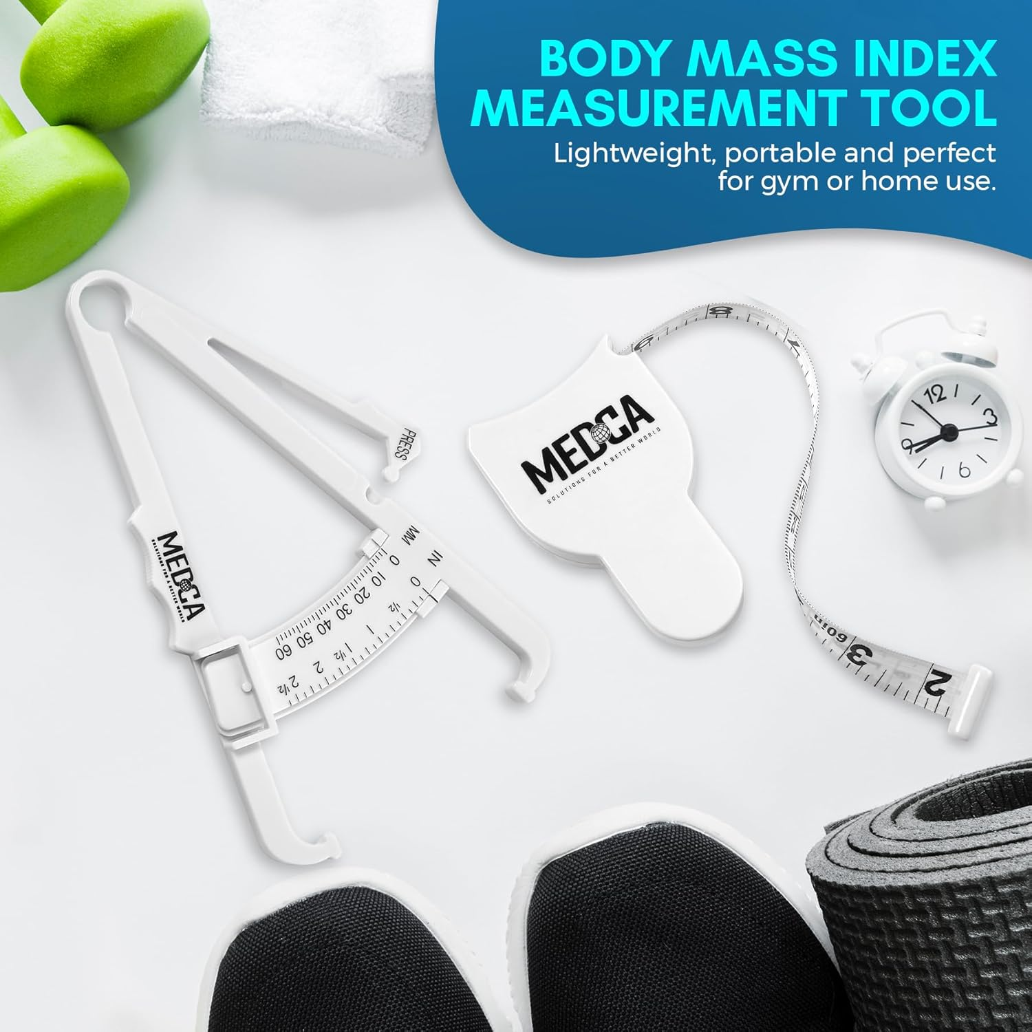 Body Fat Caliper and Measuring Tape for Body - Skinfold Calipers and Body Fat Tape Measure Tool for Accurately Measuring BMI Skin Fold Fitness and Weight-Loss - New Upgraded Design (White) &hellip;