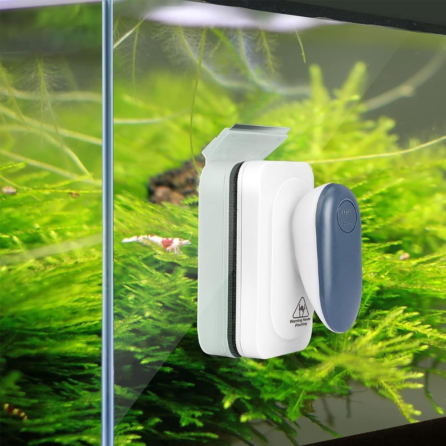 Aquarium Strong Magnetic Glass Cleaner Brush, Fish Tank Algae Magnet Cleaning Tool with 2 Detachable Scrapers, Mag Float Scrubber for 12Mm Thick Glass and Acrylic Tanks (Large) image number 5