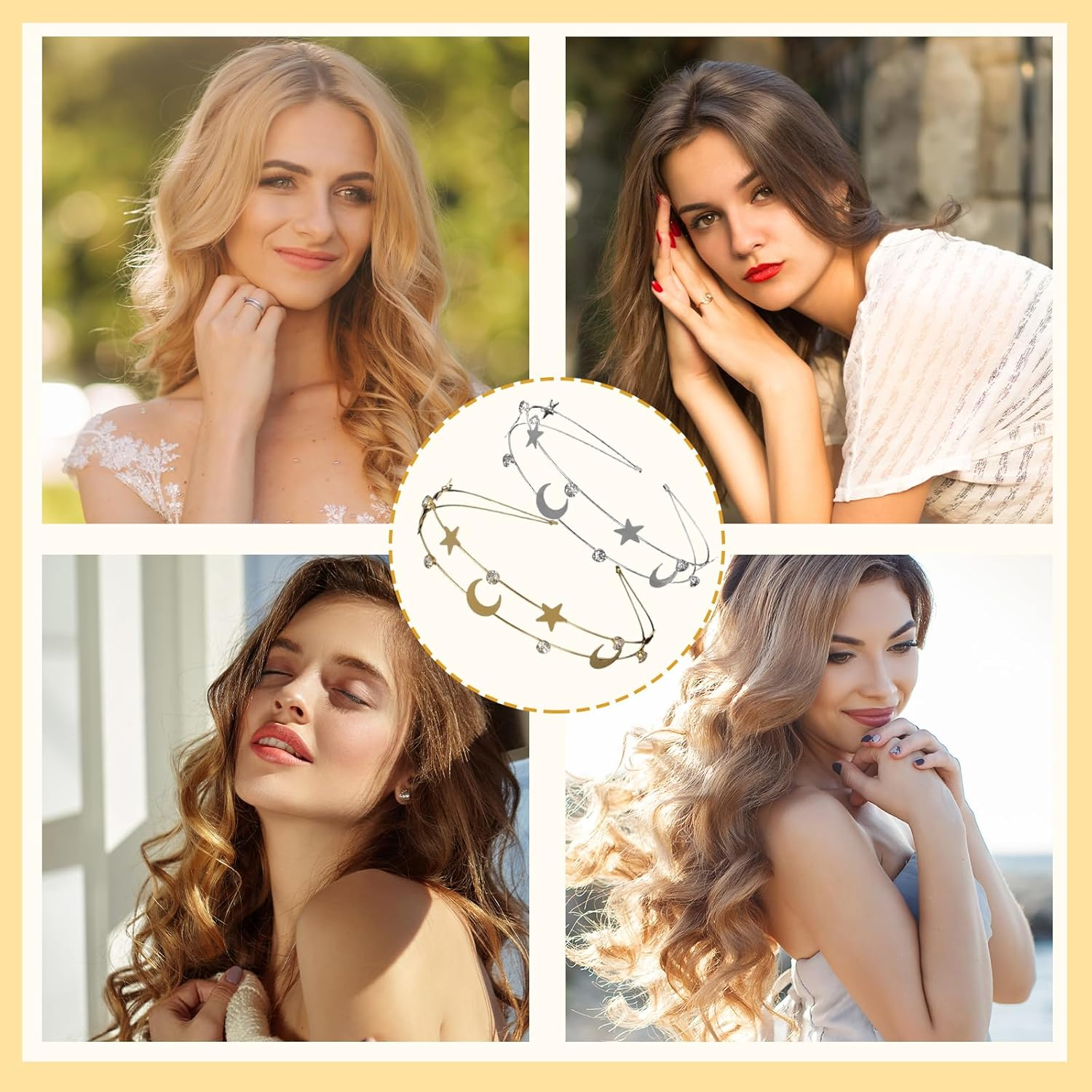 TELAIN Women'S Star Headband Set of 2 in Gold and Silver with Rhinestones, Comfortable and Durable, for Festivals and Everyday Use image number 3