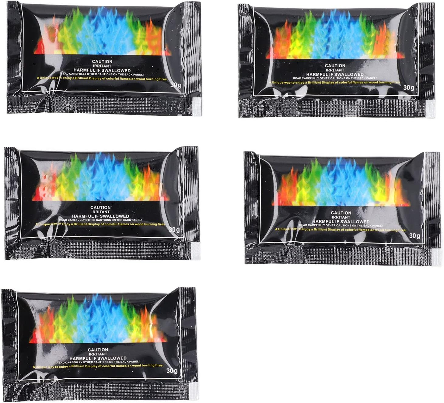 5PACS Color Changing Packets,Changing Flames for Campfire Bonfire Outdoor Fireplaces, Mystical Rainbow Flames, 30-35 Minutes Duration