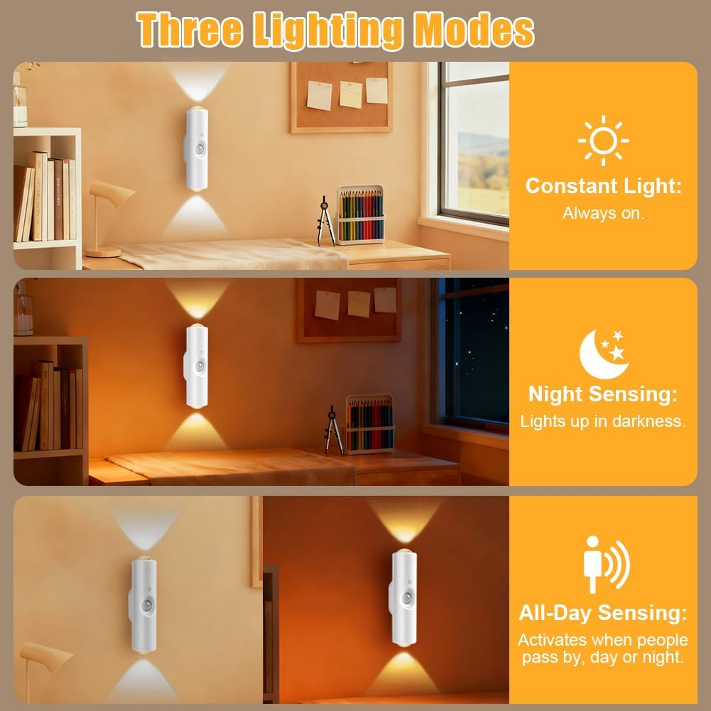 OSDUE LED Night Light with Motion Sensor, RGB Colour Gradient, Dimmable, Intelligent LED Night Light, Rechargeable Wireless Wall Light, 3 Modes, Magnetic Wall Lamp for Living Room, Balcony, Staircase image number 6