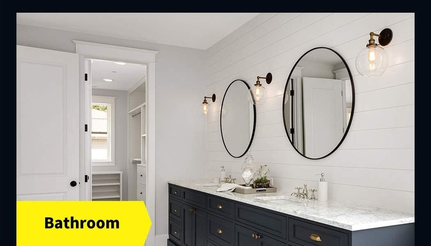 Levede Wall-Mounted Mirror round Shaped 60Cm, Black Circle Bathroom Makeup Wall Mirror with Smooth Edge M Size, Black round Mirror Steel Frame for Living Room, Bathroom, Wall, Entryway, Black image number 4