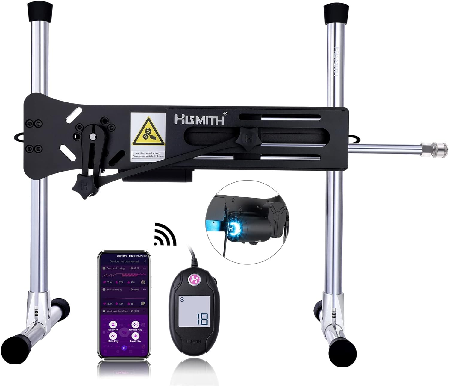 Hismith Premium 3.0, Sex Machine with Kliclok System, Wire-Controlled Love Machine with Dildo, Black