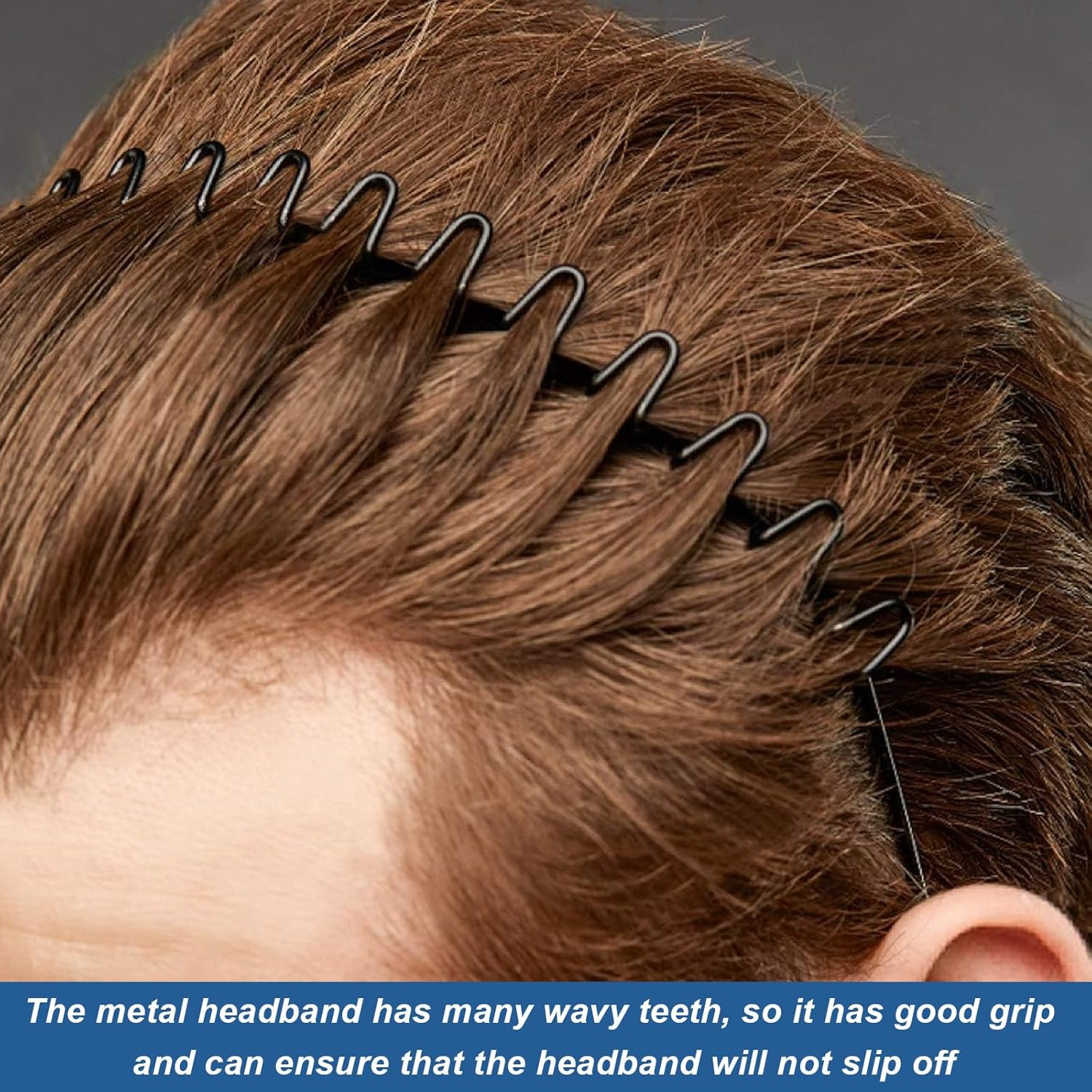 Metal Hair Band for Men Women, Hoop Clips Headband Men, Hair Bands for Outdoor Sporters Simple Elastic Non Slip Wide Headbands Headwear for Outdoor Sporters image number 2