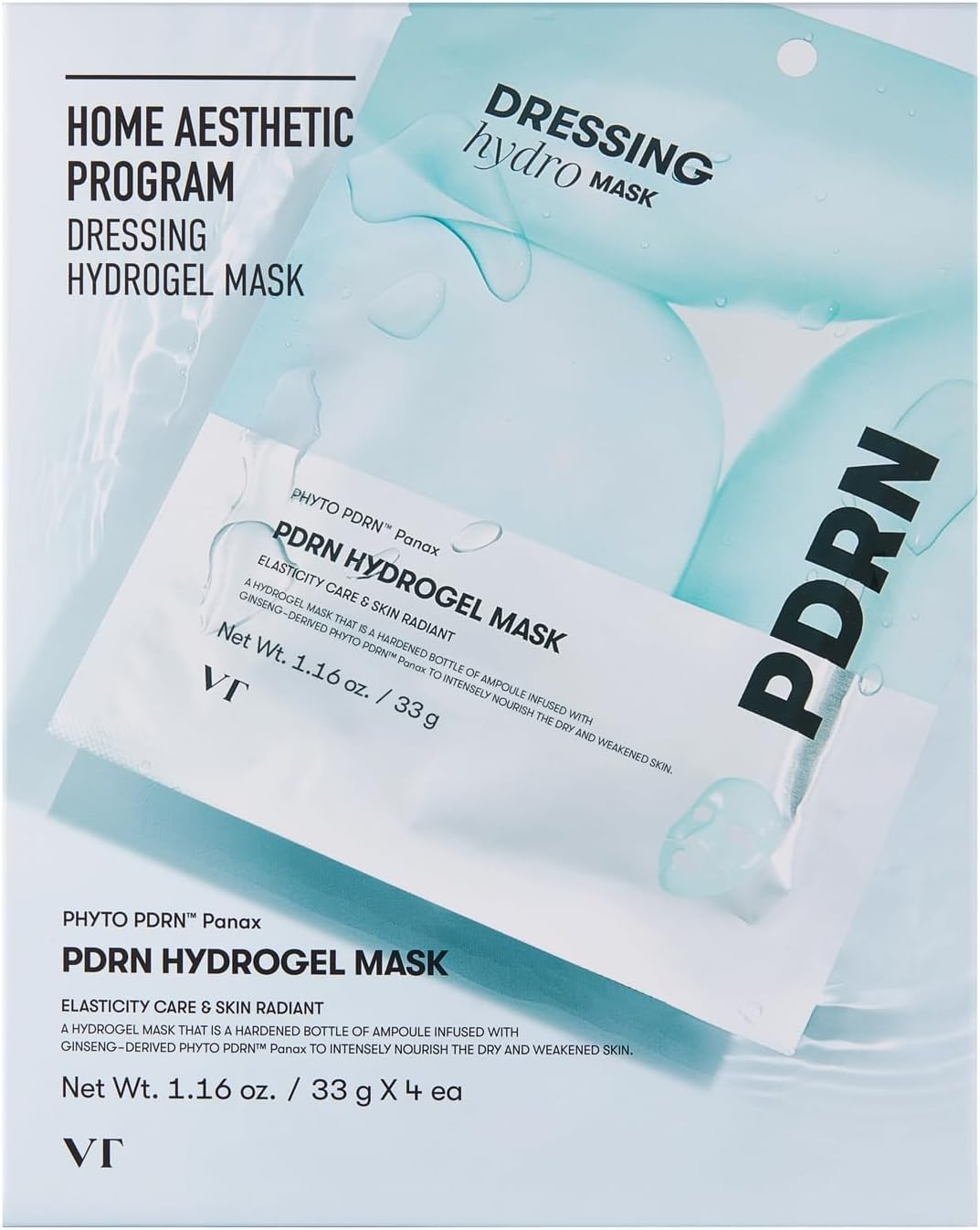 VT COSMETICS PDRN Hydrogel Mask(33Gx4Ea), Intensive Nourishing, Rejuvenating Face Mask, Skin Repair & Elasticity Boost, Overnight Melting Mask, Improves Elasticity & Radiant, Korean Facial Mask image number 4