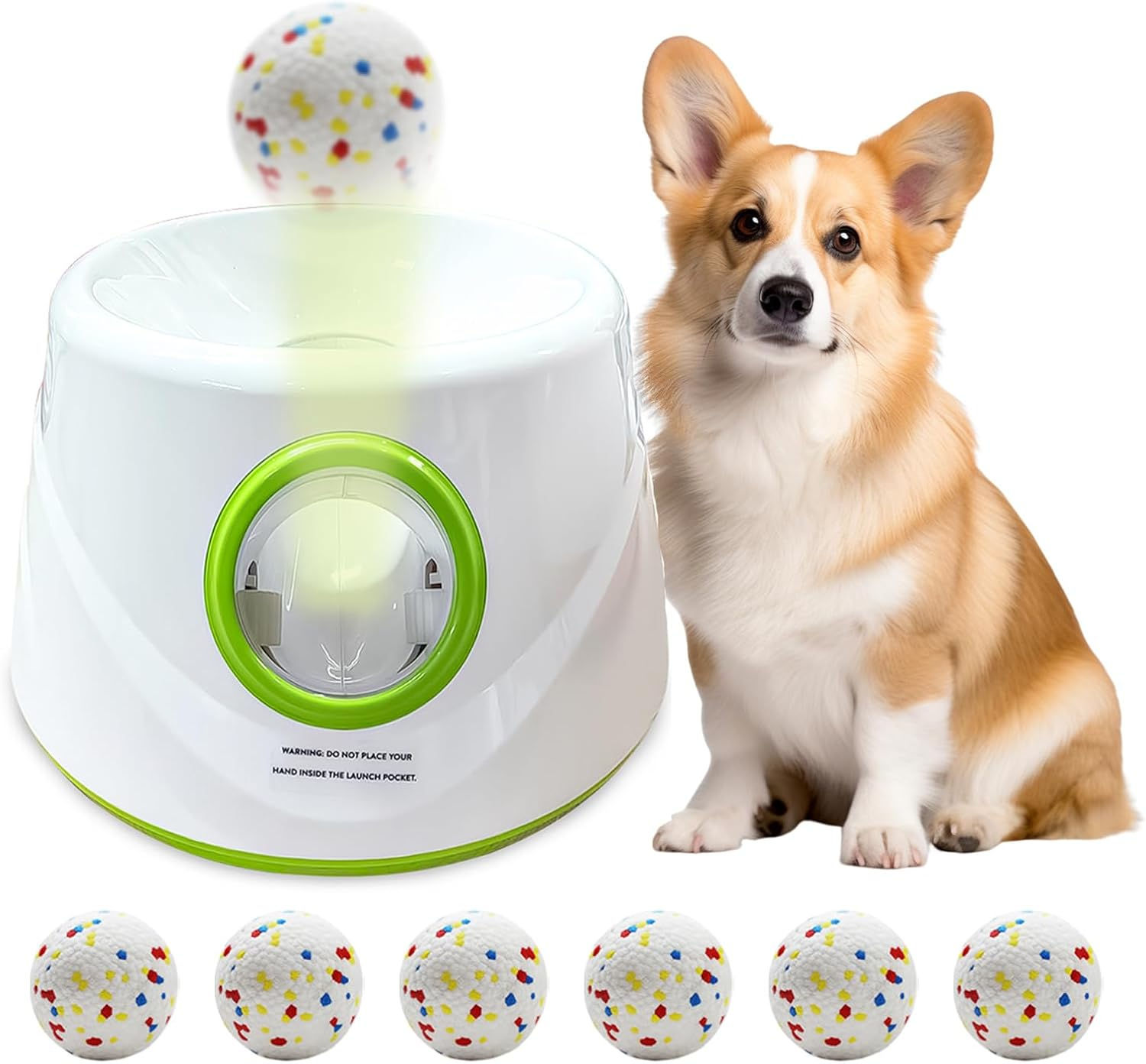 Automatic Dog Ball Launcher with 6 Tennis Balls, Dog Ball Thrower for Small & Medium Dogs, 3 Adjustable Distance 19-45FT, Interactive Dog Toy Ball Throwing Machine for Indoor/Outdoor image number 3