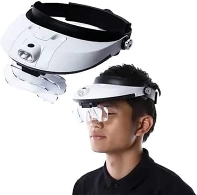 AIMALL 5Pcs Magnifying Lens LED Headband Headset, Adjustable Jeweler Magnifier Loupe with 2 LED Lights, 1.0X to 6.0X Magnification image number 3