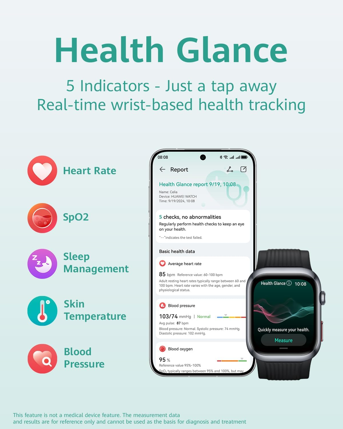 HUAWEI Watch D2 Smartwatch, 24-Hour Ambulatory Blood Pressure Monitoring, Light & Slim Design, Health Glance, All-Round Health Management, Black image number 6