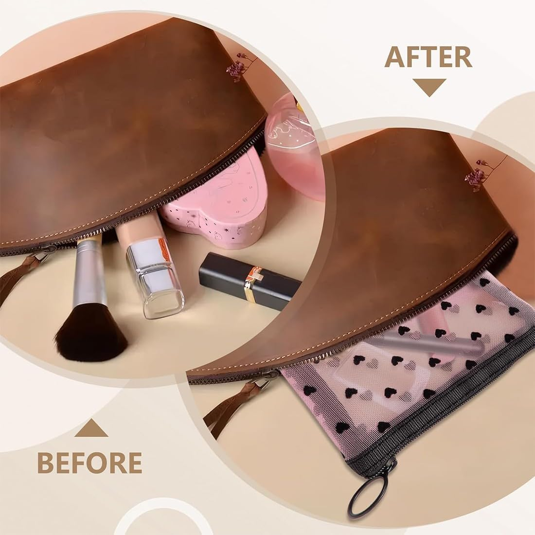 JYNXOR Set of 4 Mini Make-Up Bags, Mini Cosmetic Bag, Net Cosmetic Bags, Mini Mesh Bags with Zip, Make-Up Zip Pockets for Lipstick, Headphones image number 3