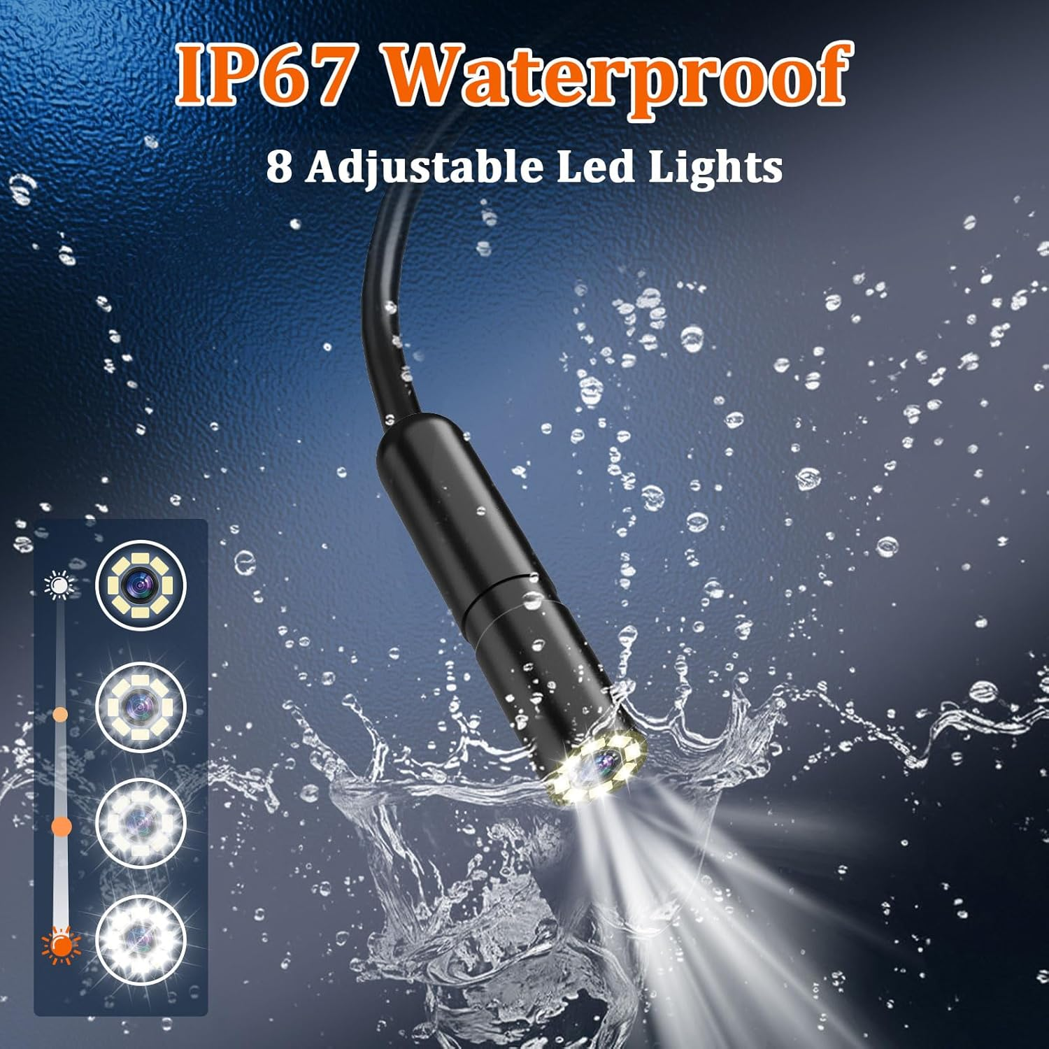 Borescope Camera with Illuminator, 1080P HD Dual Lens Endoscope Inspection Camera, 4.3" IPS Screen Industrial Borescope, IP67 Pipe Endoscope, 8+1 LED, Plumbing Inspection Gadgets for Men-5M image number 3