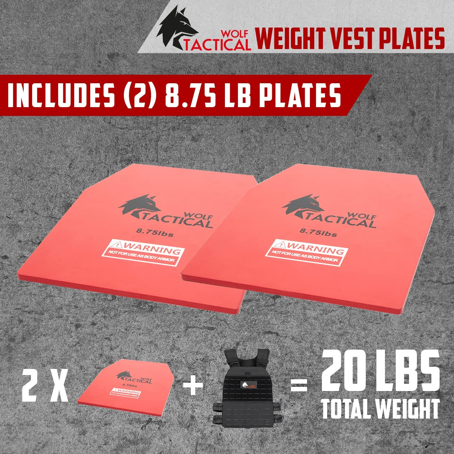 WOLF TACTICAL Weight Vest Plates - 5.75/8.75/14.5/19.75LB Pairs - Wods, Strength Training, Running, Heavy Workouts image number 3