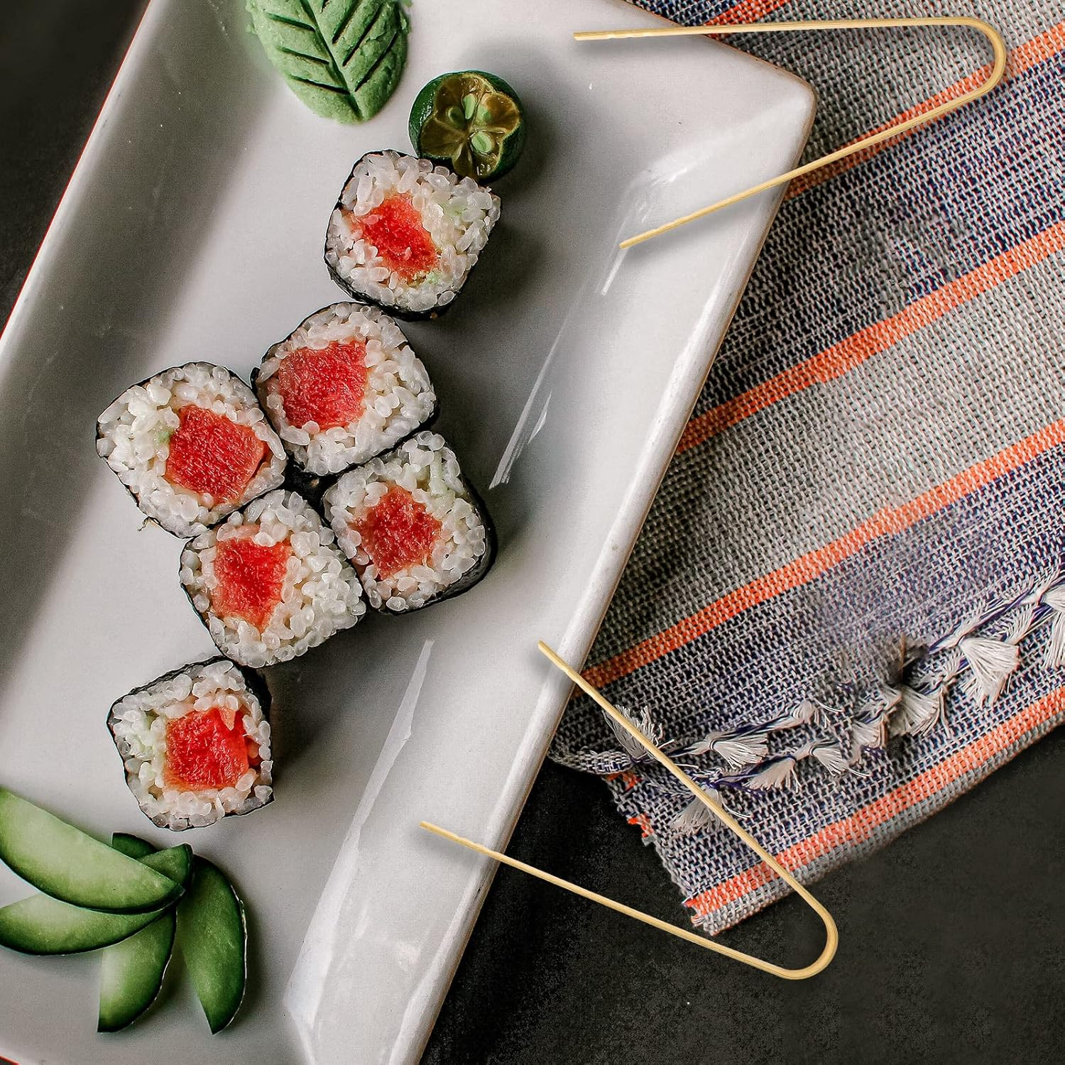 SAVITA 100Pcs 4 Inch Bamboo Tongs Disposable, Handy Natural Wooden Cooking Tongs Mini Bamboo Cooking Utensils for Toast Bread Food Serving image number 3