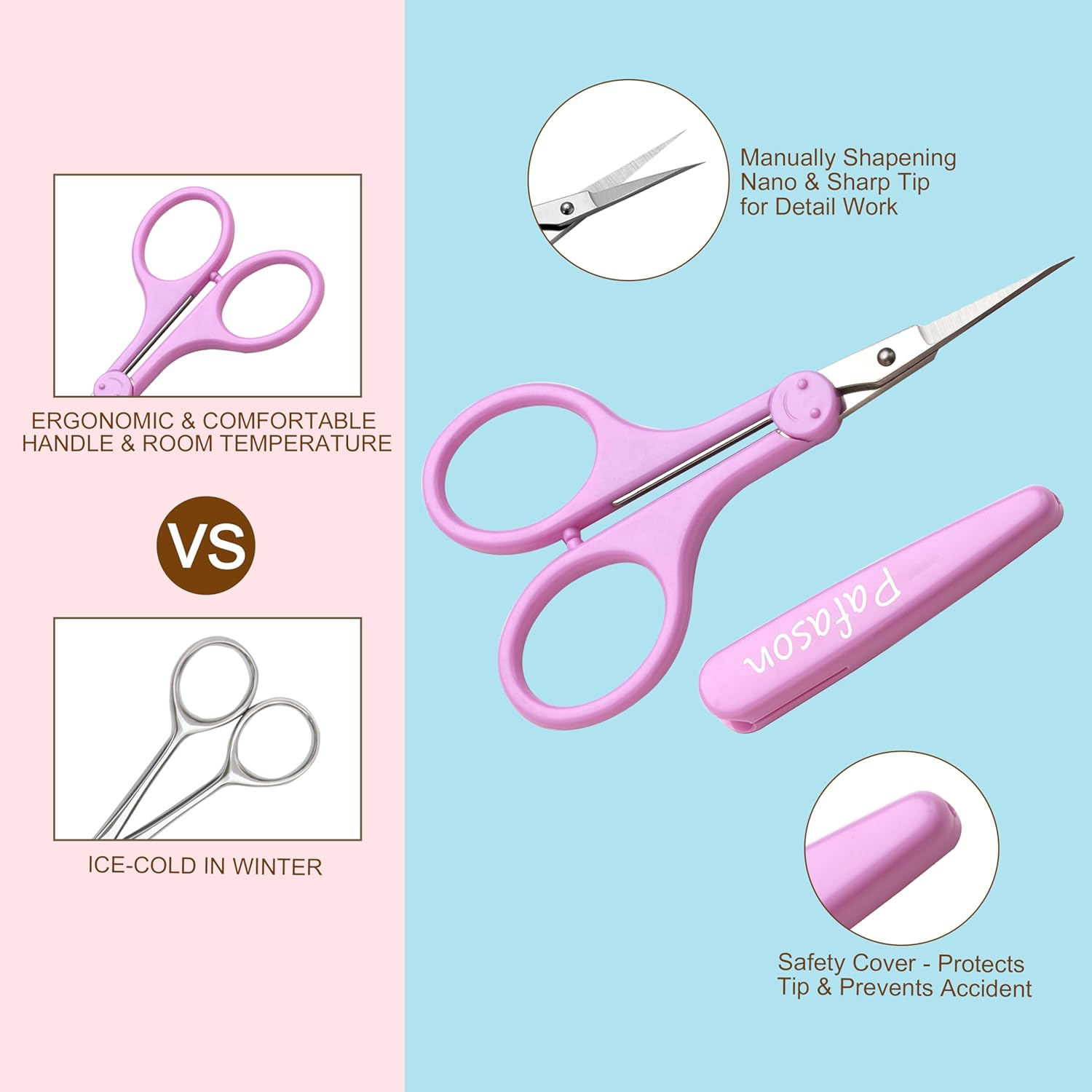 PAFASON Ultra Sharp Detail Scissor Set 2 PC Straight for Scrapbooking Quilting Sewing Knitting Embroidery Cross Stitch Crochet Thread Yarn Paper Fabric Detail Cutting Stainless Steel, Safety Case image number 5