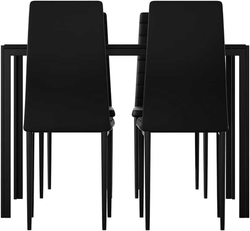 Artiss Dining Table and Chair Set of 5 Black Tables Chairs Setting Desk Nursing Seats Reading Seating Home Living Room Bedroom Kitchen Cafe Outdoor Indoor Furniture MDF Tabletop 4X 45Cm Height Seat image number 2