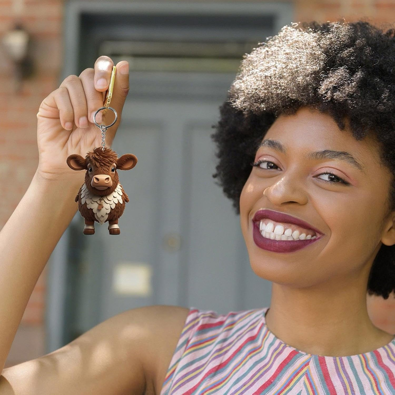 Highland Cow Keychain - Cattle Cartoon 2D, Acrylic Decorative Pendant, Colorful Keyring Accessory | School Bag Cell Phone Ornament, Wallet Decoration, Fun Personalized Gift Solution for Kids Adults