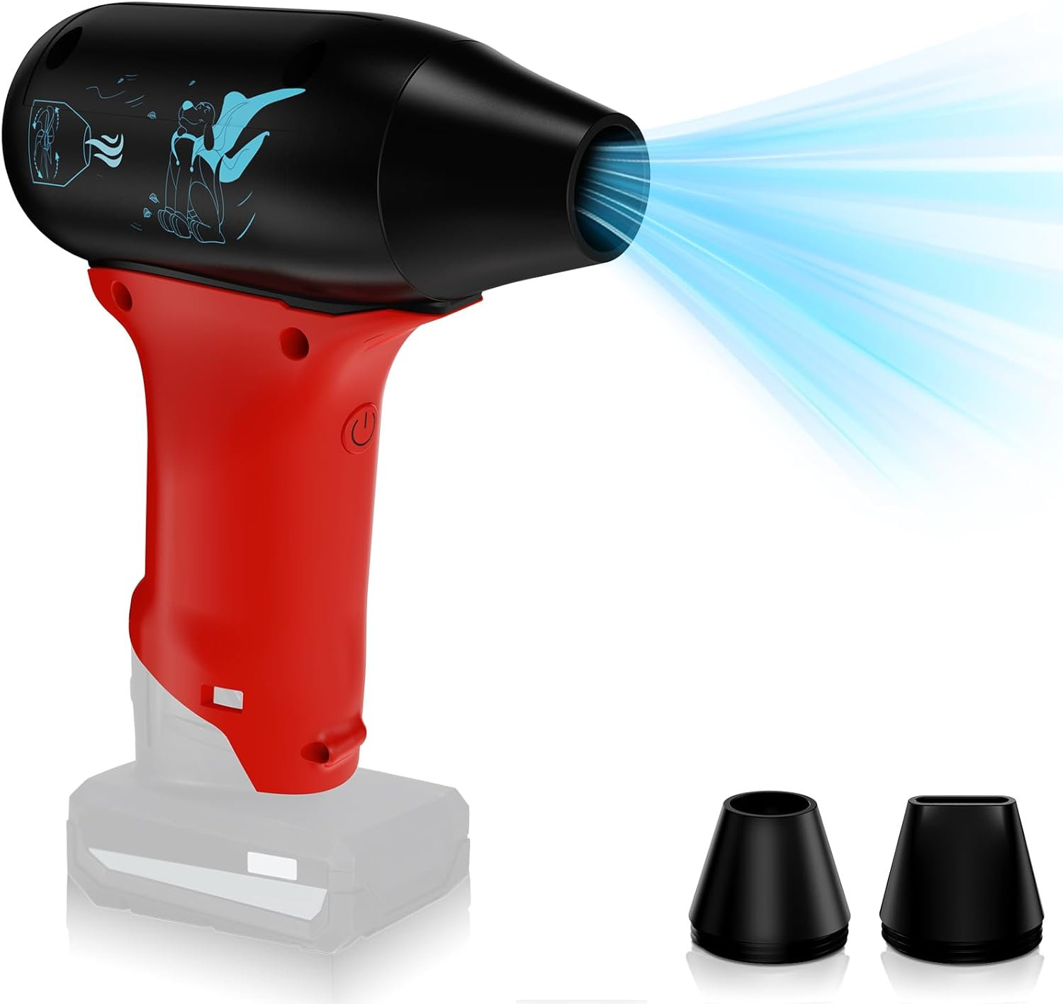 For Milwaukee M12 12V Lithium Battery Powered Jet Dry Blower, 130000RPM Compressed Air Duster, 3 Gear Adjustable Air Duster, Jet Fan Mini Blower for Tools, Car, Computer, Keyboard(No Battery) image number 5