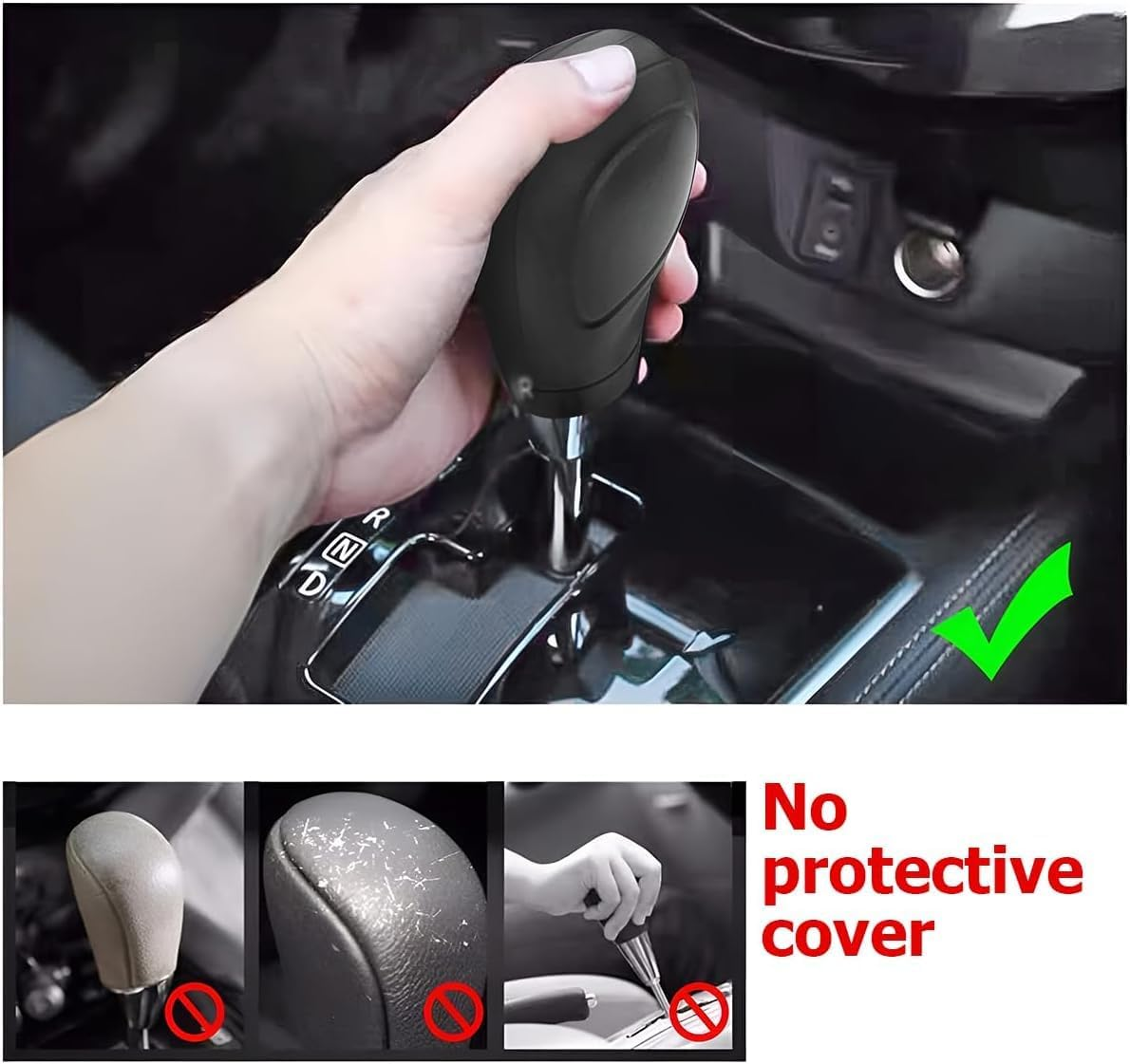 2 PCS Car Shift Cover, Environmentally Friendly Silicone Open Anti-Slip Automatic Knob Gear Lever Protective Cover, Universal Decorative Accessories, Suitable for Most Car Models image number 2