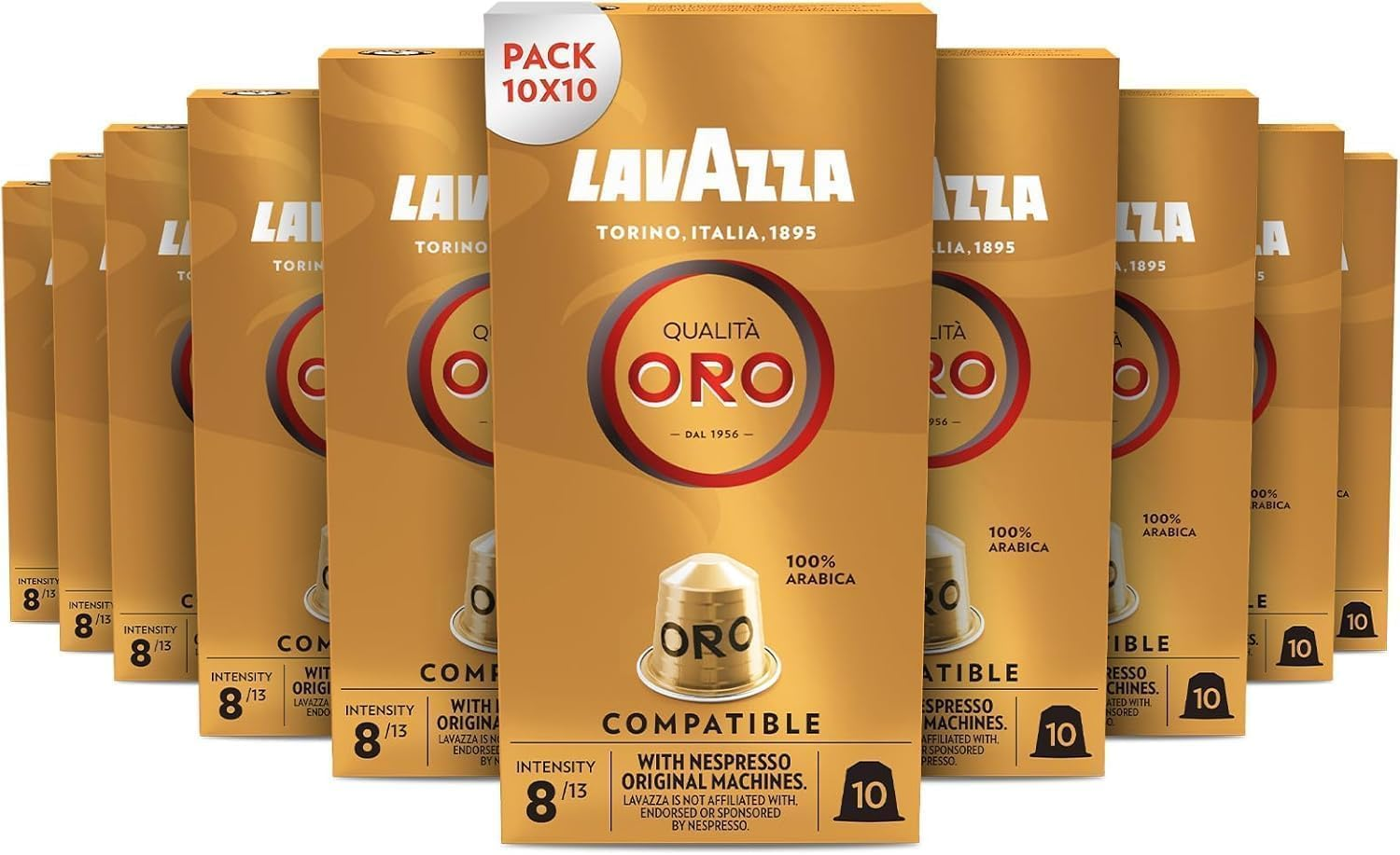 Lavazza, Qualit&agrave; Oro, 100 Aluminium Coffee Capsules Compatible with Nespresso Original Machines, Fruit and Flowers Notes, 100% Arabica, Intensity 8/13, Light Roasting, 10 Packs image number 3