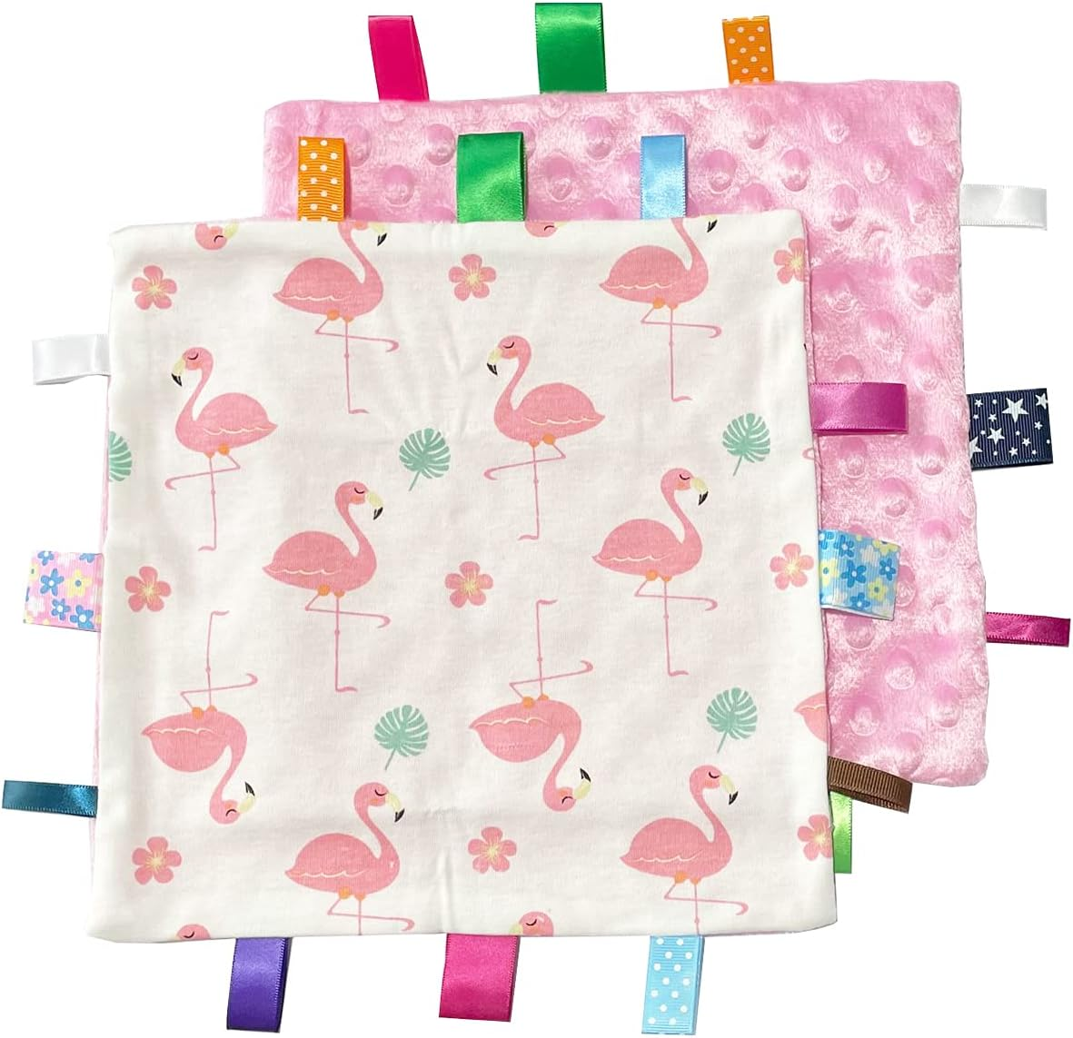 1 PC Red Dinosaur Baby Tag Blanket, Cute Label Blanket, Small Tags Security Blanket for Kids Toddlers Gift(9.84X9.84Inch)