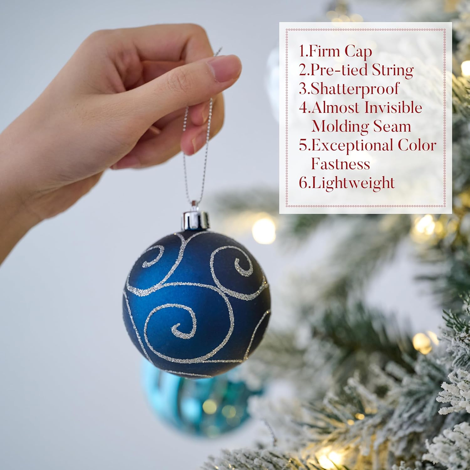 Valery Madelyn 35Ct 70Mm Winter Wishes Blue Silver Shatterproof Christmas Ball Ornaments Decoration 7Cm/2.75 Inch 35 Pcs Metal Hooks Included image number 4