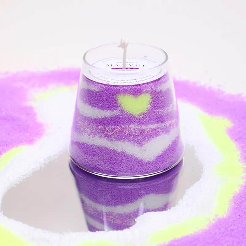 PARTY BESTBUY Pearl Candle Wax,2.2Lb Colorful Wax,Crystal Natural Refillable Powder Sand Candles, Granules Self Melting Beaded Wax Sand for Home Decor,Powder Candle with 10Wicks,Diy Candle (Purple) - Blue image number 5