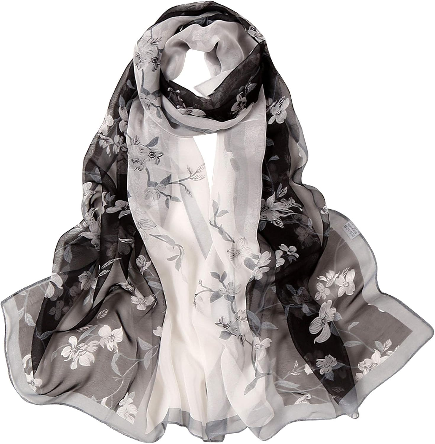 Floral Print Chiffon Scarf - Womens Fashion Scarfs Lightweight Head Scarf Sunscreen Scarves Shawls Wrap for Women