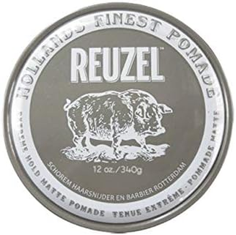 REUZEL Extreme Hold Mat, Pomade, Gray, No Shine, 12.0 Oz (340 G)