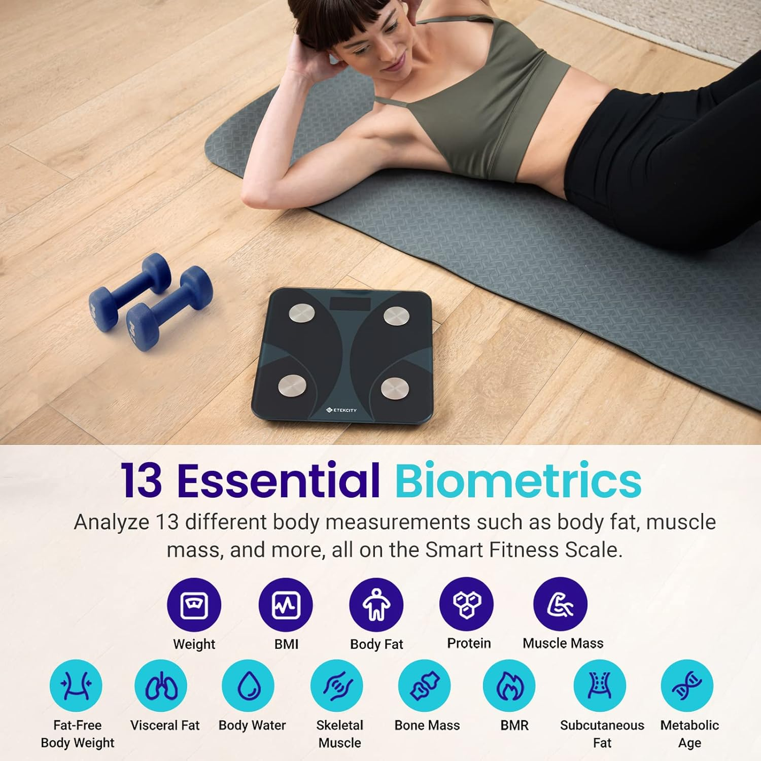 Etekcity Scale for Body Weight and Fat Percentage, FSA&HSA Eligible, Smart Digital LED Bathroom BMI Measurement, Accurate Bluetooth Weighing Machine, Body Composition Analyzer, Ash-Black, Fit 8S Black image number 4