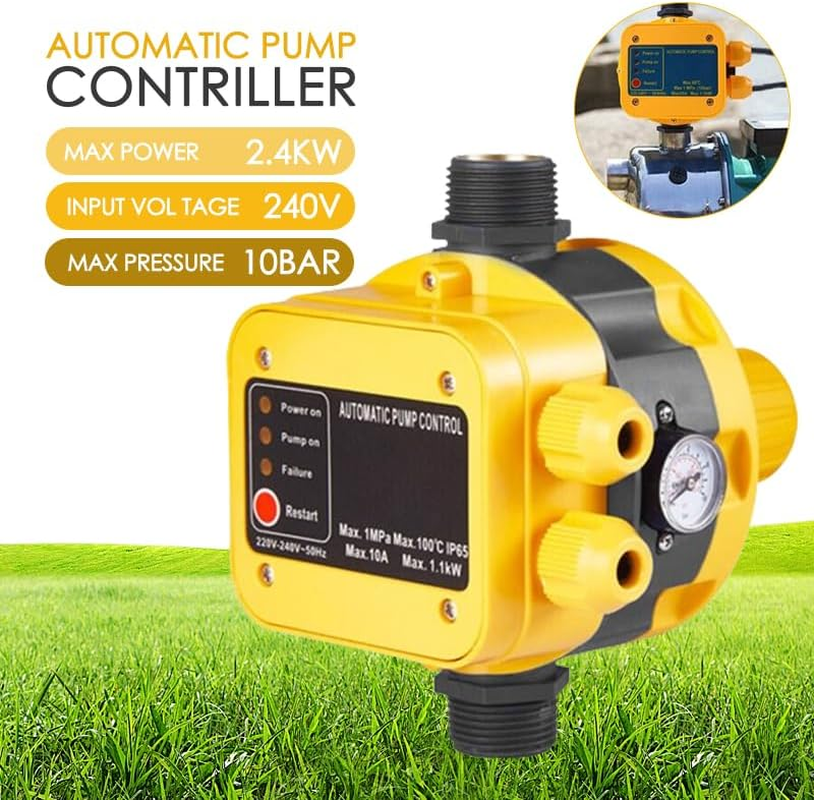 Leona Co Water Booster Pump Pressure Switch, Automatic Electric Controller with Gauge, 240V image number 1