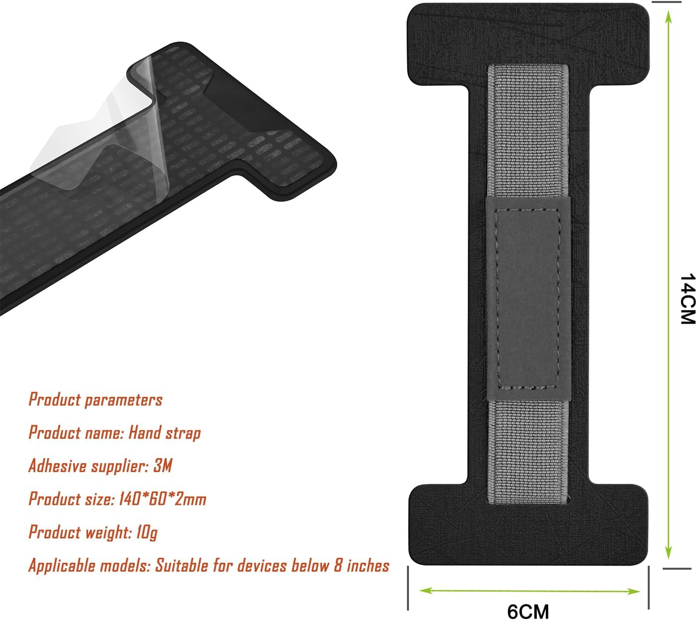 Adhesive Hand Strap for Kindle, Ipad, Kobo, BOOX &ndash; Universal PU Leather Hand Strap with Silk Texture, Adjustable & Removable Grip for Tablets, E-Readers, and More (Blue) image number 1