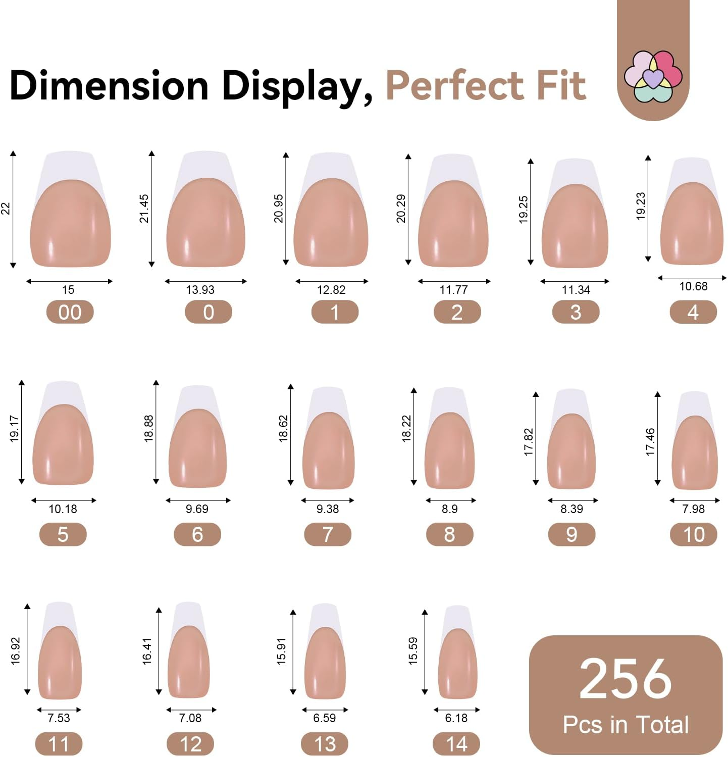 SAVILAND Gels Nail Tips: 30 Days Wear Nails Press Ons Brown Medium Coffin French Tip Press on Nails 256 Pcs Strong Nail Glue for Press Ons U V Light Electric Nail File Nail Art Tools for Beginners image number 1