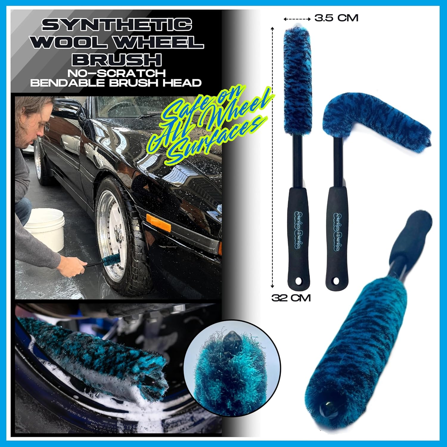 Premium Car Wash Kit 10Pcs | Wash Mitt, Detailing Mitt, Twisted Loop Drying Towel, Interior Duster, Glass Towels, Wheel and Detail Brush Set. Professional Exterior and Interior Car Care