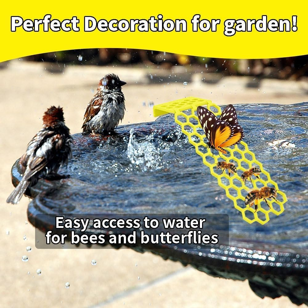 2 Pack Floating Bee Ladder Use for Bee Cups for Garden, Bee Insect Waterer Outdoors,Bee Butterfly Floating Ladder Drink Water Stations,Bee Water Catcher for Thirsty Pollinators (Yellow+White) image number 6