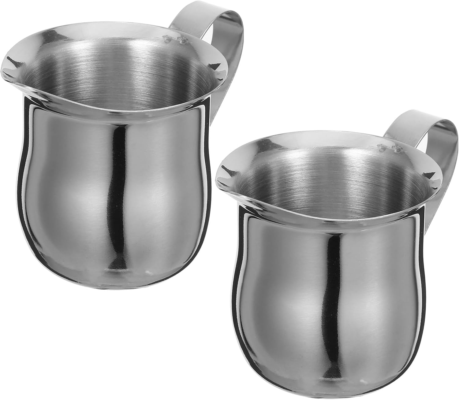 COHEALI 2Pcs 3Oz Stainless Steel Milk Frothing Jug Set, Small Coffee Steaming Pitcher Creamer Cups for Espresso and Latte, Sturdy Milk Steamer Accessories for Home and Cafe Use image number 3