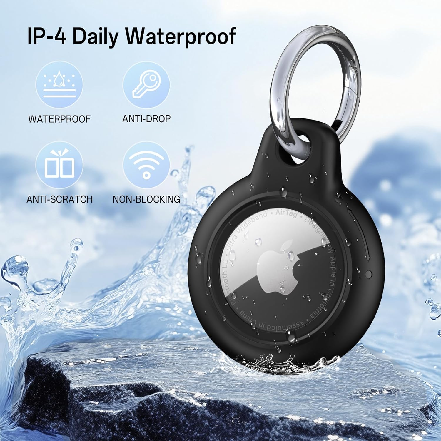 Leonids for Airtag Holder for Apple Airtag 2021, Waterproof & Anti-Scratch Protective Case with Anti-Lost Keyring for Pet Collar, Backpack, Luggage