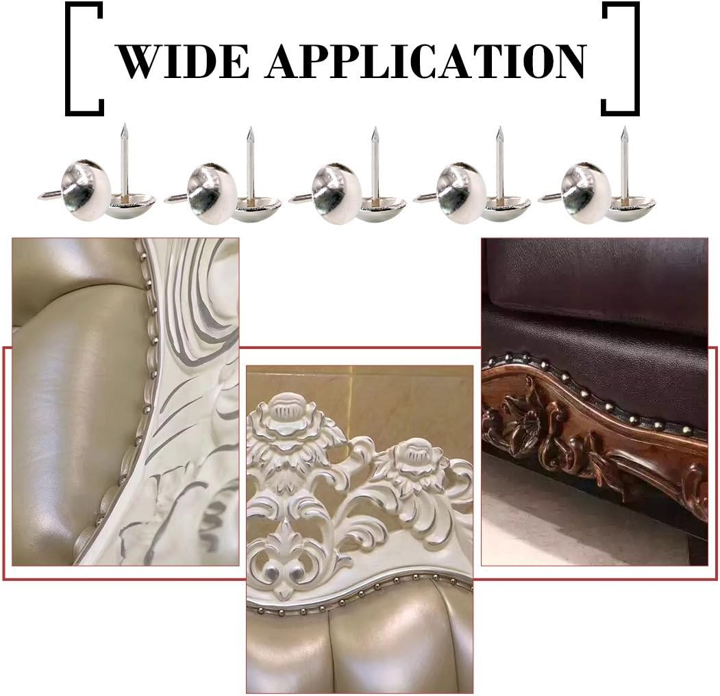 Hilitchi 200 Pieces 5/8'' (16Mm) round Dome Head Vintage Decorative Upholstery Nails Tacks Furniture Sofa Thumb Tacks Nails Pins with Clear Plastic Case (Silver)