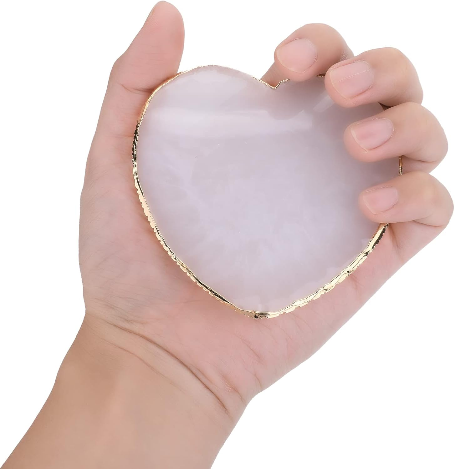 Resin Nail Art Palette Nail Mixing Palette Polish Color Mixing Plate Golden Edge Nail Holder Display Board Heart Shape Cosmetic Mixing Tools image number 4