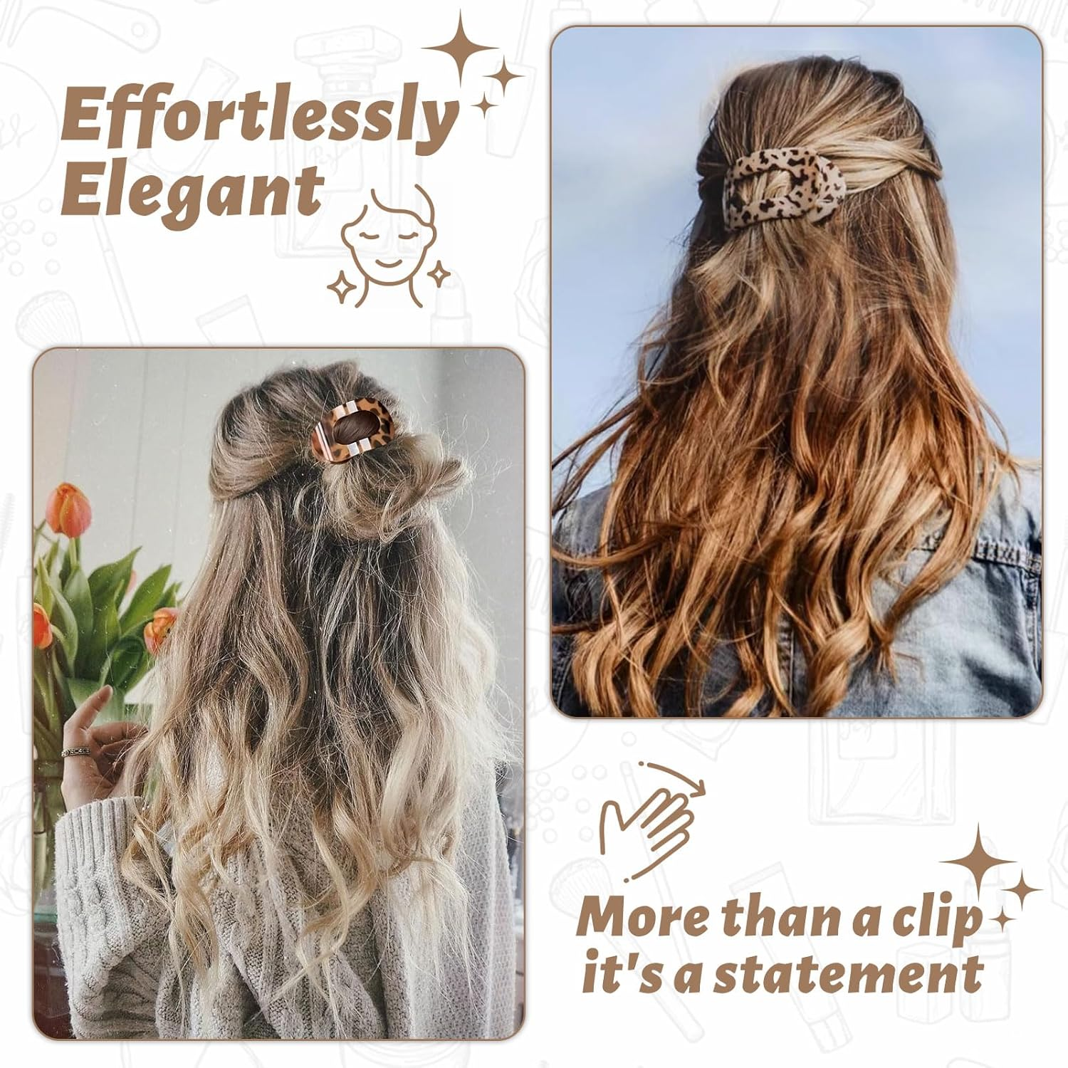 Srup Pack of 6 Women'S Flat Hair Clips, Elegant French Hair Clip for Everyday Use, Perfect French Flat Claw Clip, Hair Clip, Flat Claw Clip, Large Flat Hair Clips for Women image number 1