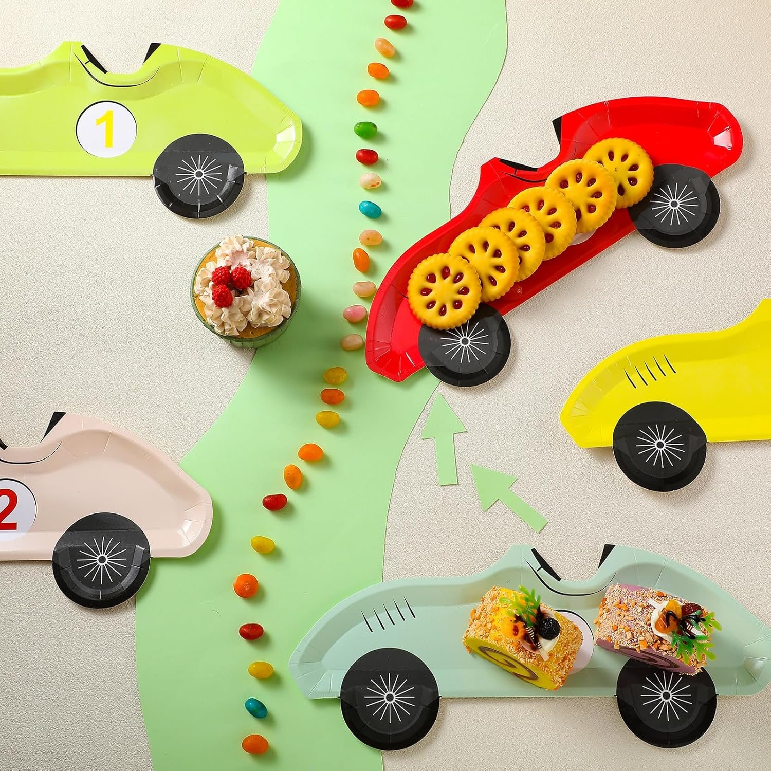 Chivertion 25 Pack Race Car Plates Disposable Vintage Paper Plates Racecar Birthday Decorations Vintage Race Car Party Supplies Kids' Party Plates Race Car Tableware for Baby Shower Racing Car Party image number 4