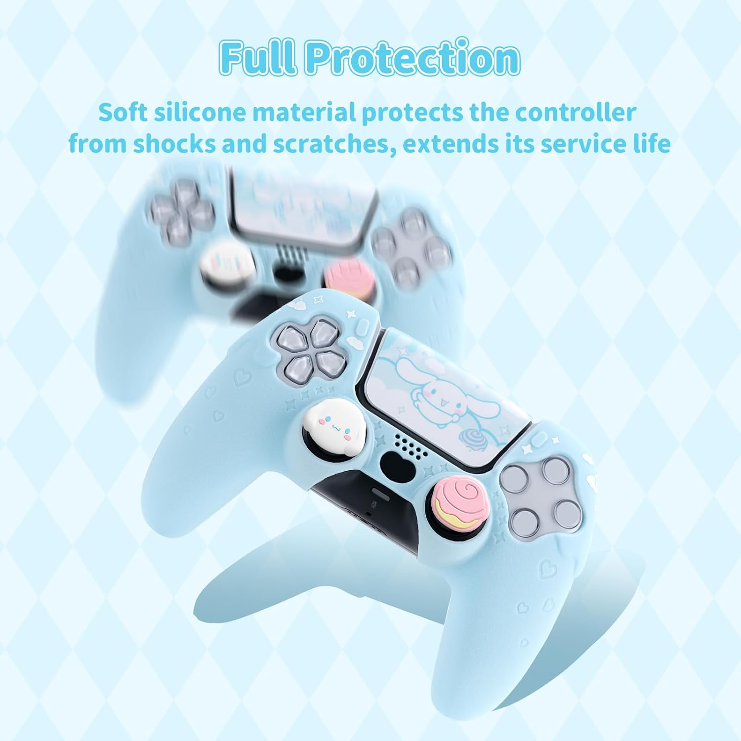 Kuitmor PS5 Controller Cover Skin Case,Anti-Slip Silicone Protective Cover Case,Cute Cartoon Protective Shell for PS5 Controller with 2 Thumb Grip Caps and 1 Sticker image number 6